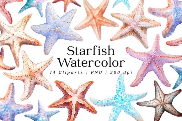 Download Sea Stars Starfish Watercolor Cliparts - Starfish Collection