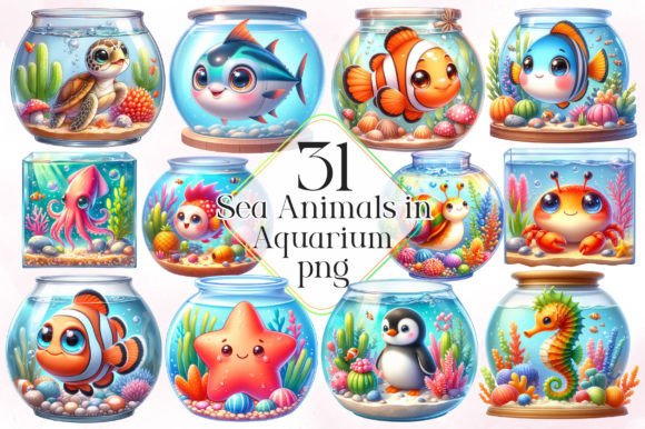 Download Sea Animals in Aquarium Sublimation PNG - Aquarium Collection