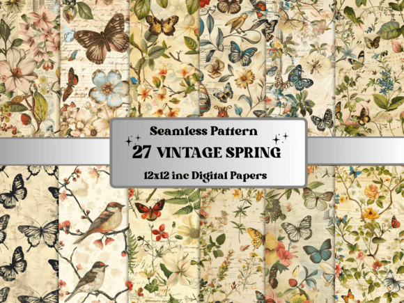 Download Seamless Vintage Spring Pattern Paper - Premium Resources