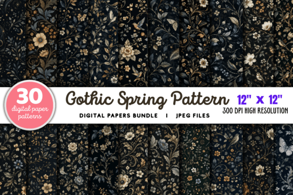 Download Gothic Spring Pattern Paper Bundle - Spring pattern Collection